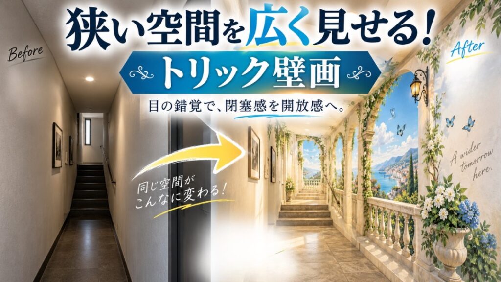 狭い空間を広く見せる！トリック壁画