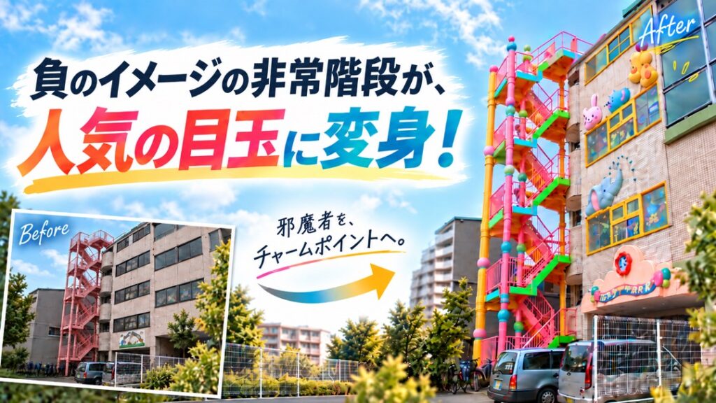 負のイメージの非常階段が、客を呼ぶ人気の目玉に変身！